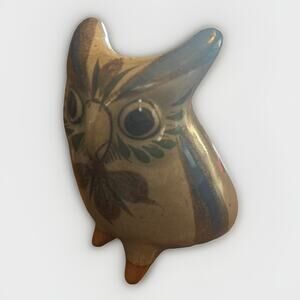 Vintage Jorge Wilmot Tonala Owl Figurine Signed Mexican Folk Art Pottery